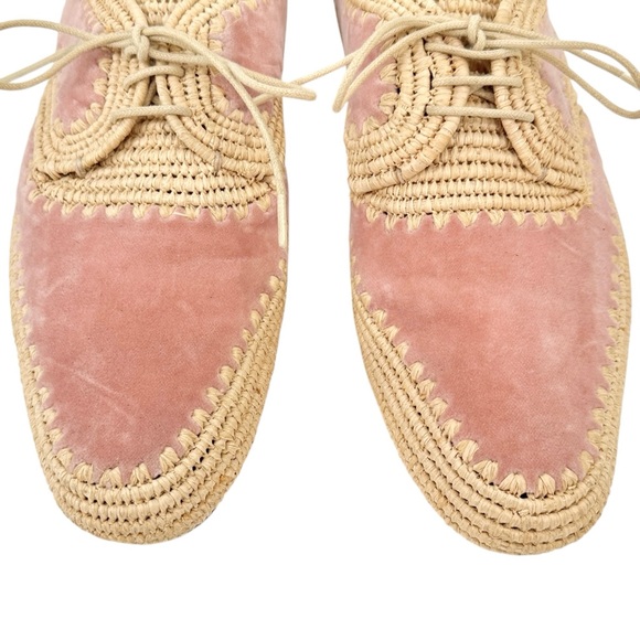 Gabriela Hearst x Clergerie Miguel Raffia Bicolor Flat Loafers in Pink & Cream - Picture 5 of 9